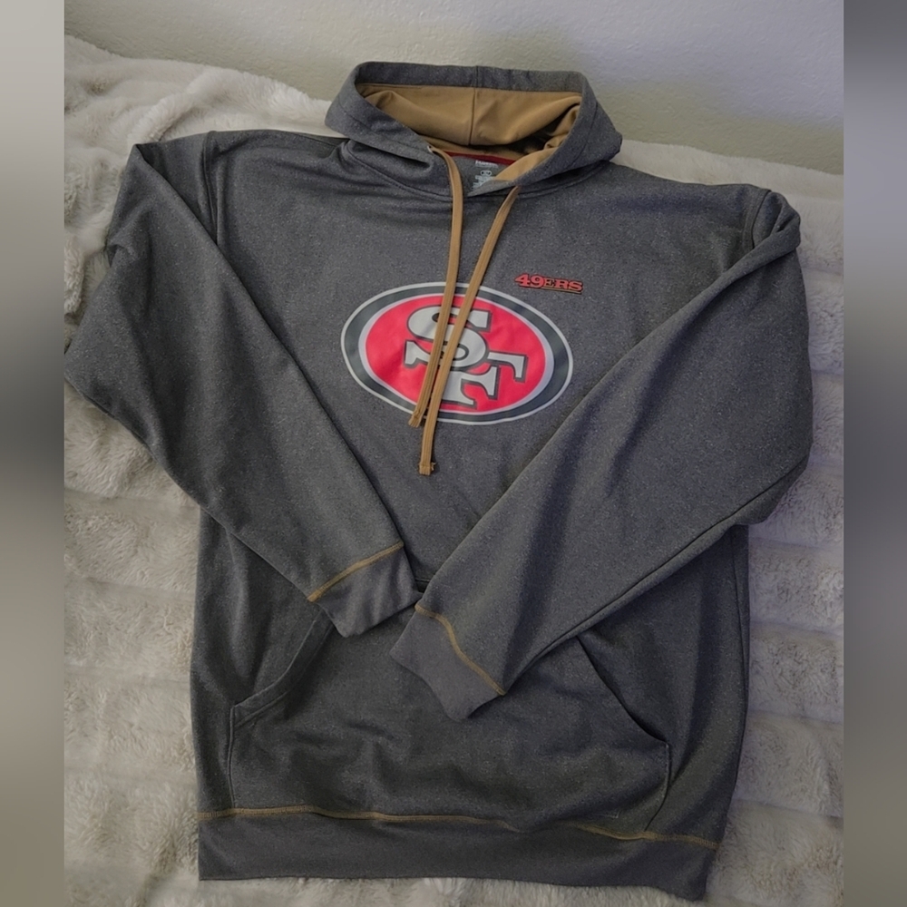 🏈San Francisco 49ers Majestic  Gray Long Sleeve Hoodie/Sweatshirt🏈